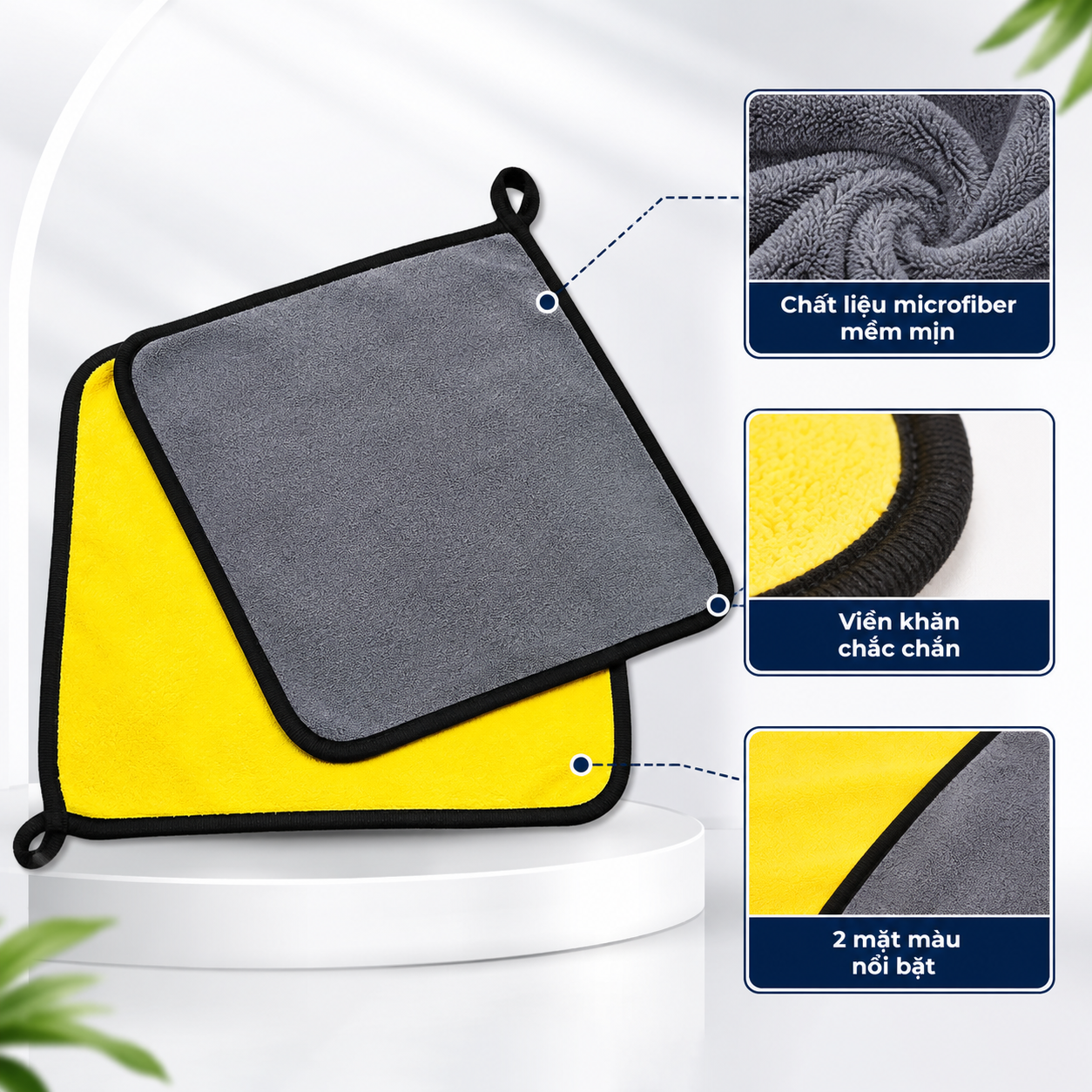 Cận cảnh chi tiết của khăn lau ô tô microfiber 2 mặt Cận cảnh chi tiết của khăn lau ô tô microfiber 2 mặt