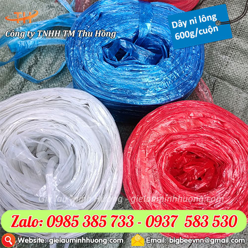Dây ni lông đỏ, vàng, trắng, xanh lá, xanh dương loại 600g/cuộn Dây ni lông đỏ, vàng, trắng, xanh lá, xanh dương loại 600g/cuộn