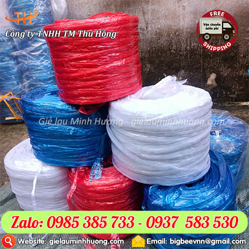 Dây ni lông nem 600 gam màu đỏ, xanh dương, trắng  Dây ni lông nem 600 gam màu đỏ, xanh dương, trắng
