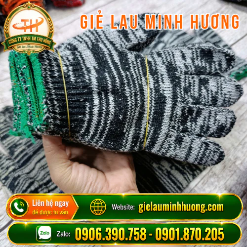 Găng tay bảo hộ len muối tiêu cho công việc kho xưởng