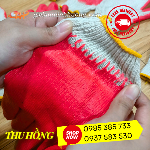 Găng tay bảo hộ len nhúng nhựa 40g phủ lòng bàn tay Găng tay bảo hộ len nhúng nhựa 40g phủ lòng bàn tay