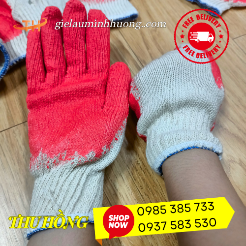 Găng tay bảo hộ len nhúng nhựa 40g siêu bám dính tốt Găng tay bảo hộ len nhúng nhựa 40g siêu bám dính tốt