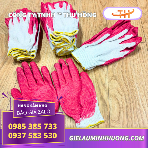 Găng tay bảo hộ nhúng nhựa đỏ 60g Găng tay bảo hộ nhúng nhựa đỏ 60g