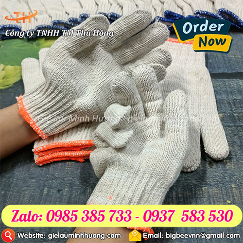 Găng tay len màu kem 60g cổ tay xếp ly bo viền Găng tay len màu kem 60g cổ tay xếp ly bo viền