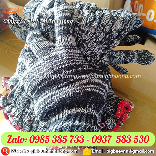 Găng tay len màu muối tiêu 50g bảo vệ tay an toàn Găng tay len màu muối tiêu 50g bảo vệ tay an toàn