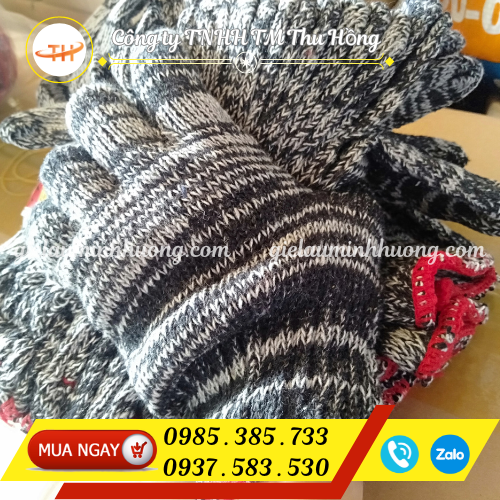 Găng tay len muối tiêu 40g viền màu đỏ Găng tay len muối tiêu 40g viền màu đỏ