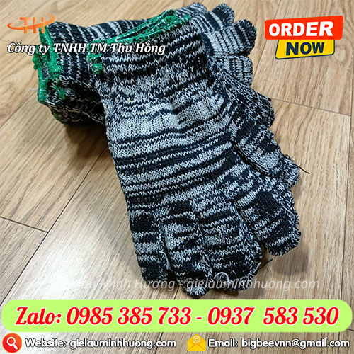 Găng tay len muối tiêu 80g cho công nhân xây dựng, cơ khí  Găng tay len muối tiêu 80g cho công nhân xây dựng, cơ khí