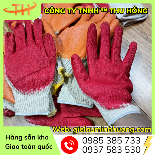 Găng tay len sợi nhúng nhựa bảo hộ chống trầy xước Găng tay len sợi nhúng nhựa bảo hộ chống trầy xước
