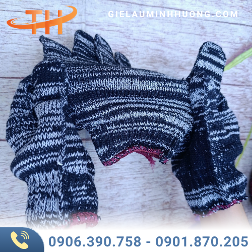 găng tay muối tiêu viền nâu 90g găng tay muối tiêu viền nâu 90g