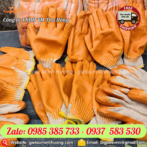 Găng tay nhúng nhựa cam lòng bàn tay 40g, 60g, 80g Găng tay nhúng nhựa cam lòng bàn tay 40g, 60g, 80g