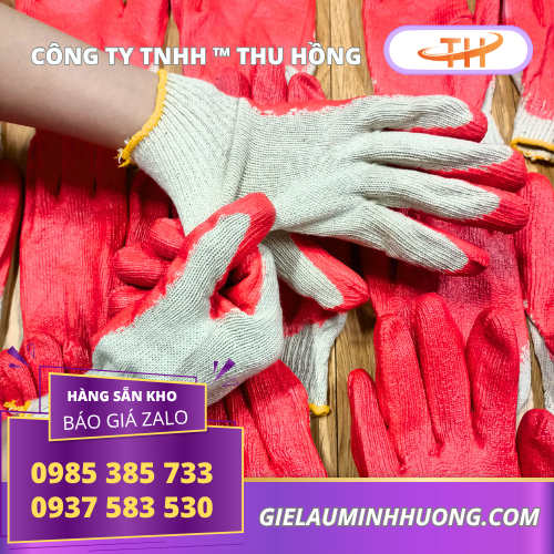 Găng tay nhúng nhựa đỏ 60g siêu co giãn Găng tay nhúng nhựa đỏ 60g siêu co giãn