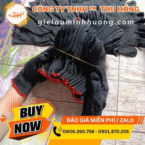 Găng tay poly đen viền đỏ 50g bảo hộ tay công nhân Găng tay poly đen viền đỏ 50g bảo hộ tay công nhân