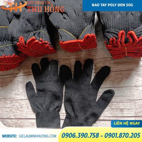 Găng tay poly màu đen 50g Găng tay poly màu đen 50g
