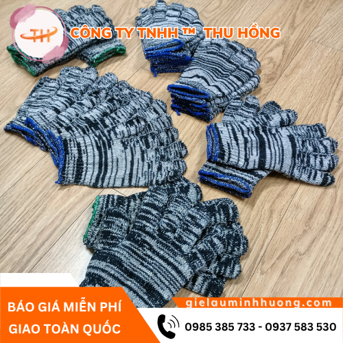Găng tay sợi muối tiêu đủ loại từ 40g đến 100g cho kho xưởng Găng tay sợi muối tiêu đủ loại từ 40g đến 100g cho kho xưởng