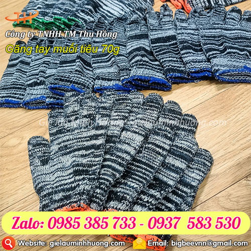 Găng tay sợi muối tiêu 70g Găng tay sợi muối tiêu 70g