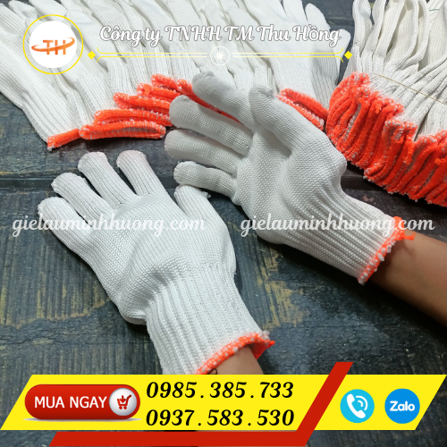 Găng tay sợi poly trắng 60g cổ dài bảo hộ lao động Găng tay sợi poly trắng 60g cổ dài bảo hộ lao động