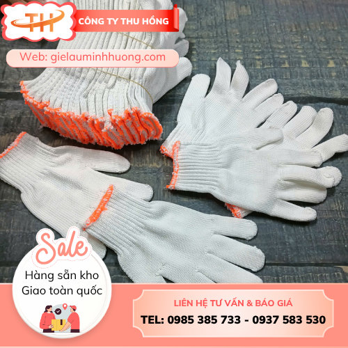 Găng tay sợi poly trắng cổ dài Găng tay sợi poly trắng cổ dài 70g, 80g bỏ sỉ toàn quốc