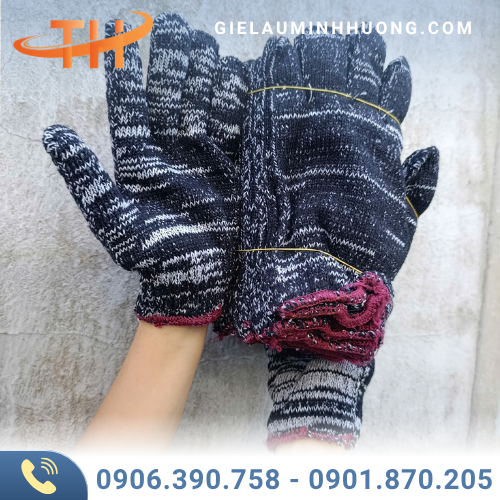 găng tay muối tiêu viền nâu 90g găng tay muối tiêu viền nâu 90g