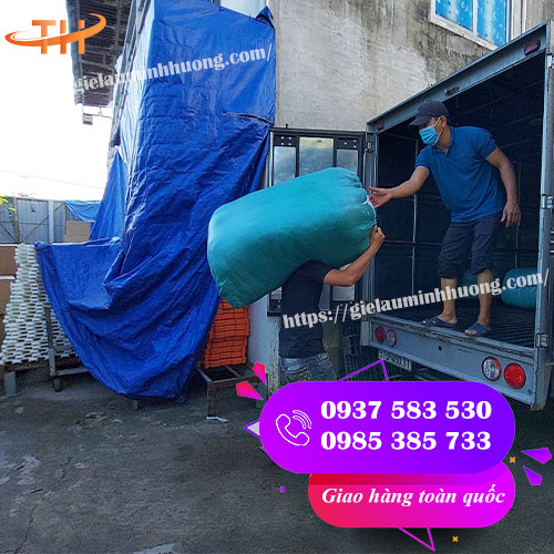 Giao 800kg vải lau máy trắng về Bình Dương