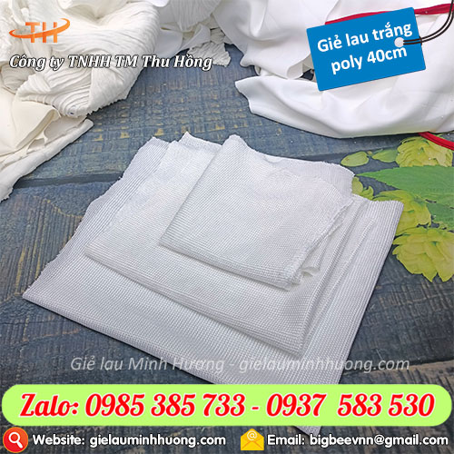 Giẻ lau công nghiệp trắng 40cm vải poly siêu đẹp Giẻ lau công nghiệp trắng 40cm vải poly siêu đẹp