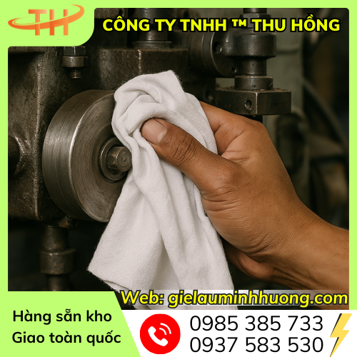 Giẻ lau công nghiệp trắng lau linh kiện kim loại Giẻ lau công nghiệp trắng lau linh kiện kim loại