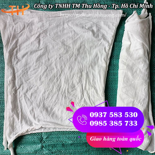 Giẻ lau cotton màu trắng lọc sơn loại 1 lớp Giẻ lau cotton màu trắng lọc sơn loại 1 lớp