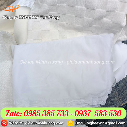Giẻ lau không đổ bụi màu trắng vải poly mịn Giẻ lau không đổ bụi màu trắng vải poly mịn