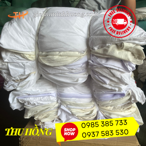Giẻ lau màu trắng bán ký bó 5kg Giẻ lau màu trắng bán ký bó 5kg