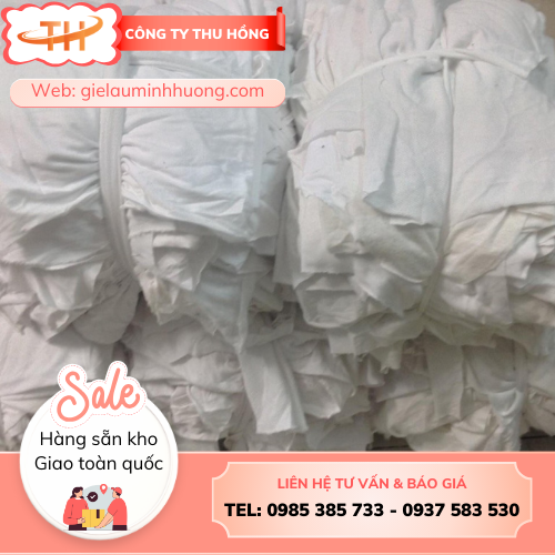 Giẻ lau màu trắng Giẻ lau màu trắng lau dầu nhớt - hoá chất trong kho xưởng