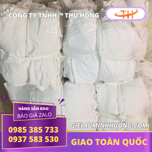 Giẻ lau trắng 1 lớp vải thun cotton mềm dễ lau Giẻ lau trắng 1 lớp vải thun cotton mềm dễ lau