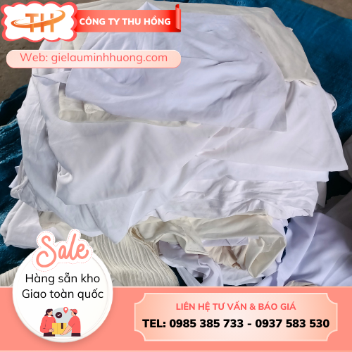 Giẻ lau trắng lau hoá chất, dung môi Giẻ lau trắng cotton pha cắt sẵn nhiều kích thước tiện lợi