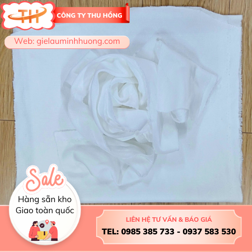 Giẻ lau trắng lau hoá chất, dung môi Giẻ lau trắng cotton pha thun