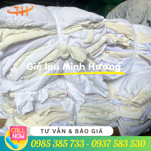 Giẻ lau trắng thun cotton bó 5kg Giẻ lau trắng thun cotton bó 5kg