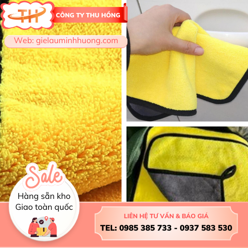Khăn lau vàng xám mềm mịn, không xù lông Khăn lau đa năng hai mặt vàng xám mềm mịn, không xù lông