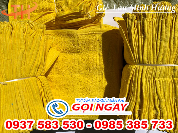 Khăn lau vuông màu vàng cân ký giá gốc rẻ tại Thu Hồng