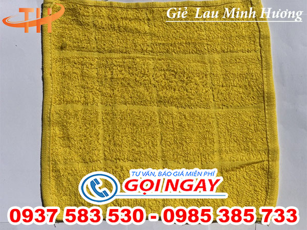 khăn lau vuông màu vàng sợi cotton