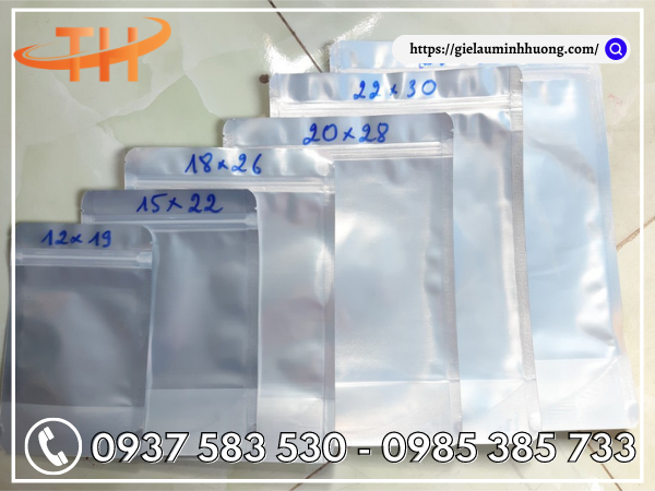 Kích thước đa dạng của túi Zipper 1 mặt bạc