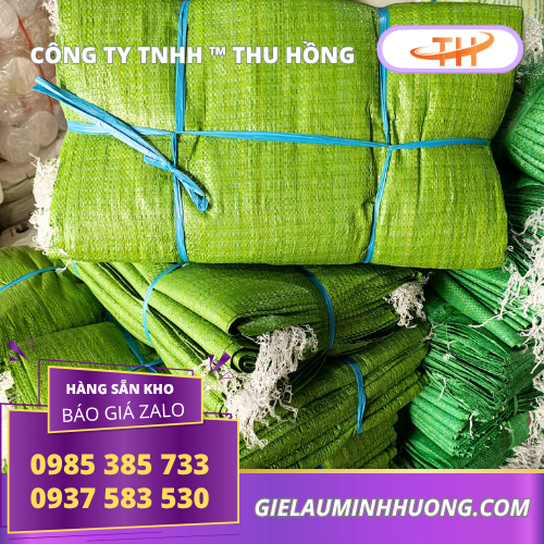 Mẫu bao tải xanh lá đựng lúa 60x90 sẵn tại kho Mẫu bao tải xanh lá đựng lúa 60x90 sẵn tại kho