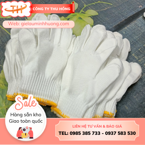 Bao tay sợi poly trắng 50g Mua bao tay poly trắng 50g giá rẻ, giao hàng toàn quốc