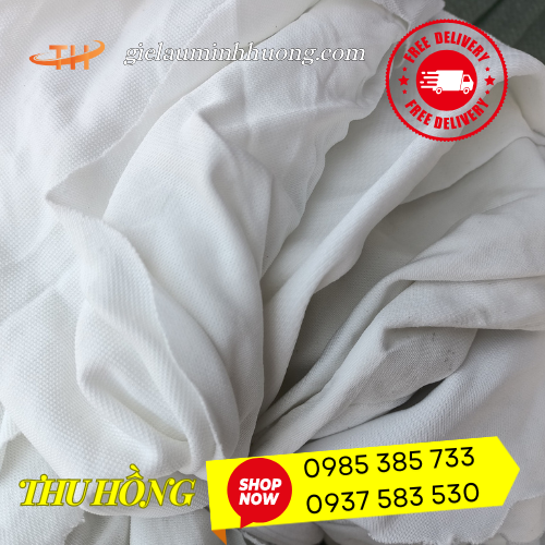 Quéo vải thun cotton màu trắng siêu thấm hút nước Quéo vải thun cotton màu trắng siêu thấm hút nước