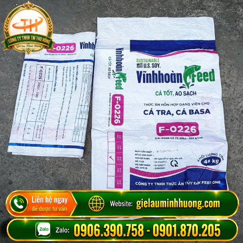 Tái sử dụng bao thức ăn cá cũ 40kg Tái sử dụng bao thức ăn cá cũ 40kg