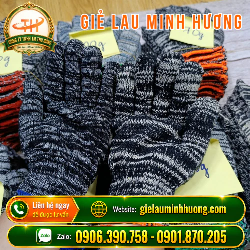 Găng tay len muối tiêu giá sỉ Thu Hồng chuyên găng tay len muối tiêu bảo hộ lao động giá sỉ