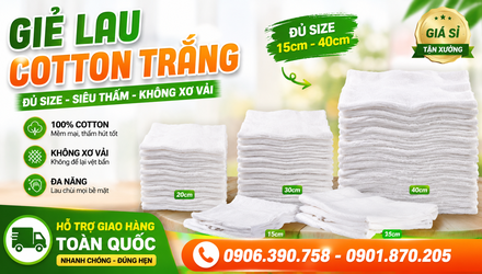 Giẻ Lau Trắng Đủ Kích Cỡ Đa Năng Giá Sỉ Rẻ