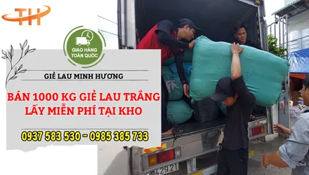 Khách nhận trực tiếp tại kho hơn 1000 kg giẻ lau trắng đóng bao
