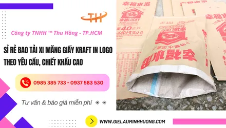 Bán sỉ bao tải xi măng giấy kraft in logo giá rẻ, chiết khấu cao