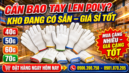Bao tay bảo hộ len poly 40g 50g 60g 70g giá sỉ hàng có sẵn