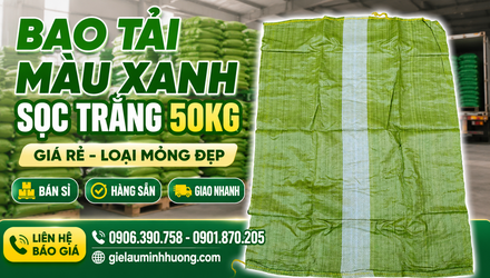 Bao tải màu xanh sọc trắng 50kg giá rẻ loại mỏng đẹp