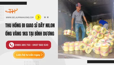 Thu Hồng đi giao nhanh dây nilon ống màu vàng 1kg ở Bình Dương