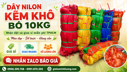 Nhận đặt và giao sỉ miễn phí TPHCM dây nilon kẽm khô bó 10kg