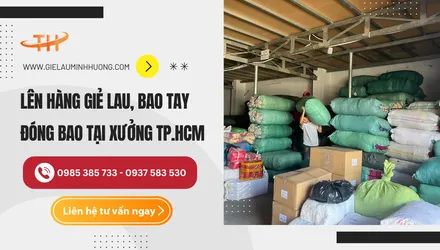 Lên hàng giẻ lau, bao tay đóng bao tại xưởng TPHCM